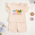 thumbnail image 2 of TOWED22 Toddler Girl 2 Piece Outfits Basic Crew Neck Short Sleeve Tee Top Shirt + Shorts Sets Casual Summer Clothes(Light Yellow,12-18 M), 2 of 9