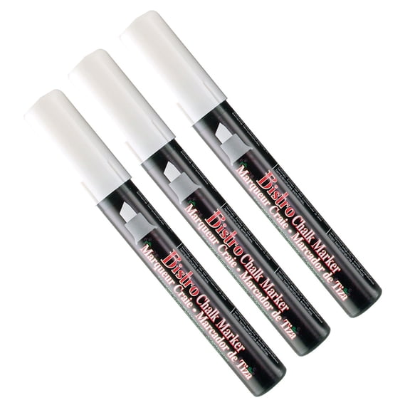 Marvy Uchida Bistro Chalk Marker, Chisel Tip, White, Pack of 3
