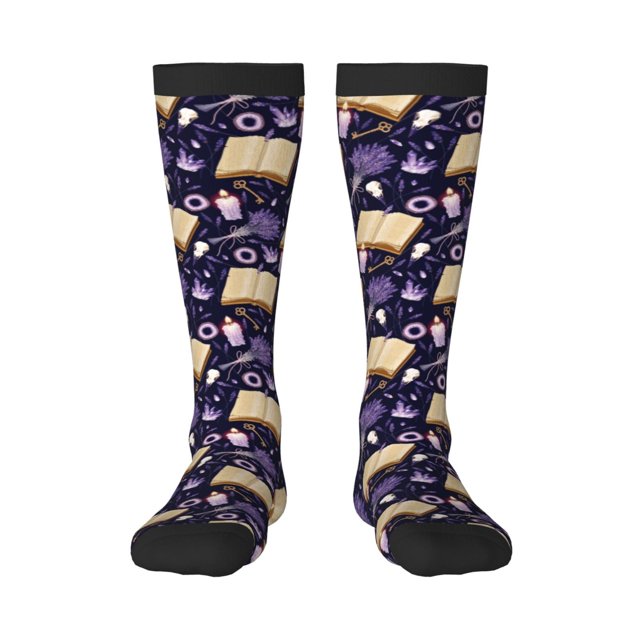 Fotbe Lavender Flowers Calcetas Divertidas Estampadas para Hombre y Mujer, Calcetas de Algodón hasta la Rodilla para Caminar, Correr, Enfermería y Embarazo