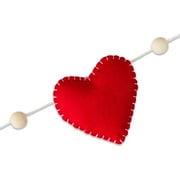 Felt Hearts and Wood Bead Garland, Red, White, and Pink, 6', Valentine's Day by My Texas House