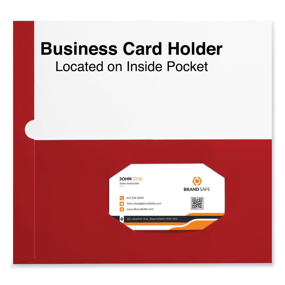 11 in. x 8-1/2 in. Cardboard Paper, Laminated Two-Pocket Folder - Red (25/Pack)