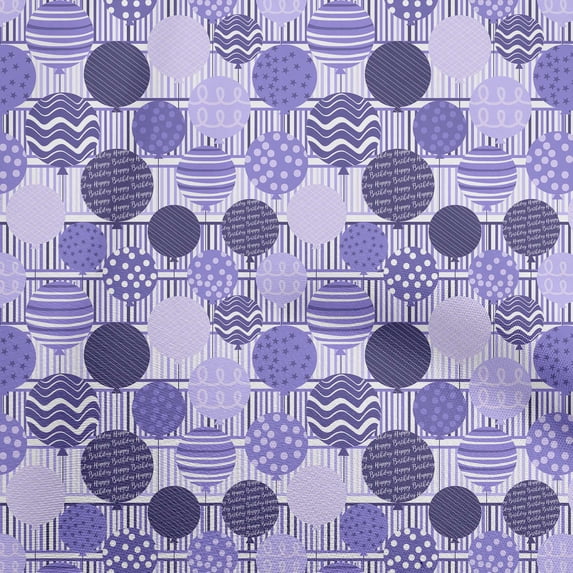 oneOone Cotton Flex Purple Fabric Kids Ballon With Stripe Sewing Material Print Fabric By The Yard 40 Inch Wide
