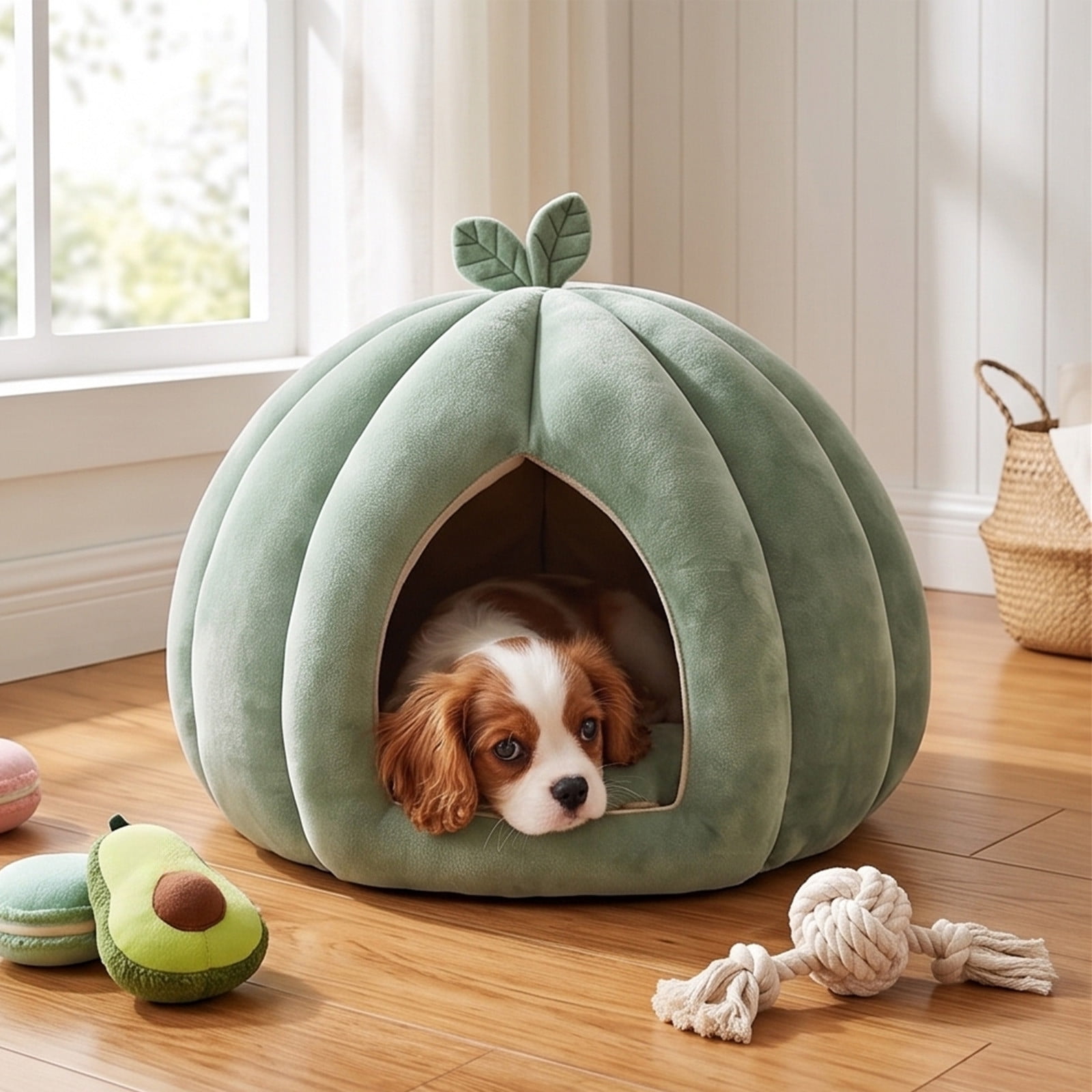 EBCUE Multi‑Size Enclosed Pet Cave Bed, Thick Warm All‑Season Cozy Hut, Calming Private Rest Nest for Kittens & Small Dogs Indoor Household Decor Halloween Christmas Pet Supplies