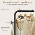 thumbnail image 5 of Coat Rack, Portable L-shaped Clothes Rack with Hook, Modern Hanger, Sturdy Freestanding Metal Clothing Rack, Used in Bedroom, Entrance and Living Room, 15.3 x 10.2 x 70.8 inch, Black, 5 of 9