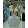 thumbnail image 2 of Robes de Soirée Sirène Perles Longues Ivoire Classy pour Femmes 2024 Sans Manches Occasions Formelles Mariage Dîner, 2 of 4