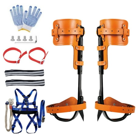 iMeshbean Tree Climbing Spikes Tree Climbing Tool Steel Pole Climbing Spurs With Adjustable Straps Arborist Equipment w/Security Harness For Climbers Logging Hunting Observation Fruit Picking