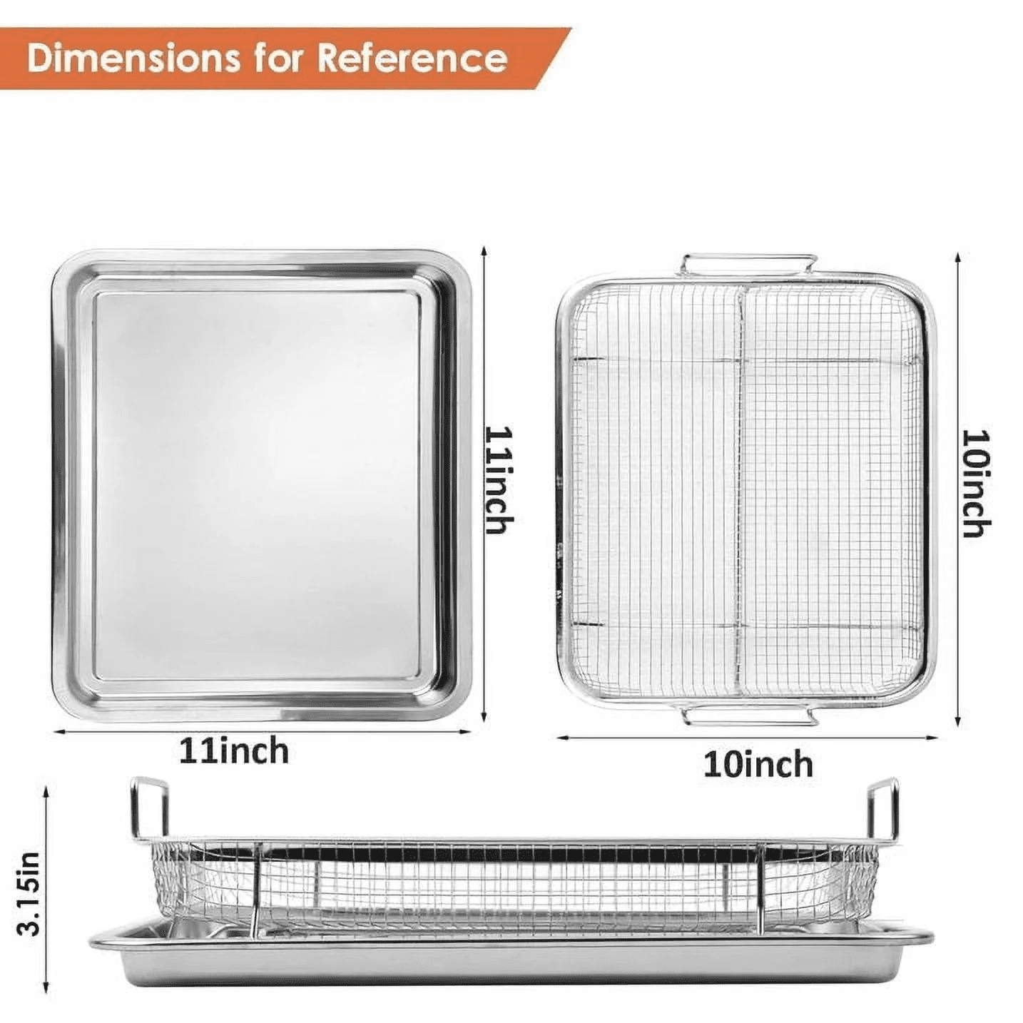 Air Fryer Basket, Air Fryer Tray for Oven, 11"x11" Copper Non-Stick Air Fryer Basket for Oven with Mesh Crisping Grill Basket Tray Bakeware Air Fryer Accessories (2pcs)
