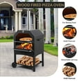 thumbnail image 3 of Kojooin Four à Pizza Extérieur au Bois, Machine à Pizza Portable avec Pierre, Pelable, Grille, Roues et Couvercle Imperméable, 3 of 8