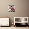 thumbnail image 2 of ZHONGYUTONG Birds Canvas Wall Art Cardinal Picture Red Bird on Tree Branch with Pink Flowers Painting for Living Room Decor Framed (24.00" x 24.00"), 2 of 5
