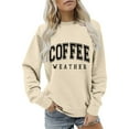 thumbnail image 2 of VISALY Pullover Crewneck Sweatshirt for Womens Oversized Sweatshirt Letter Print Pullover Trendy Long Sleeve Shirt Tunic Sweatshirts Loose Fitting Tops Fall Fleece Pullover Beige L, 2 of 6