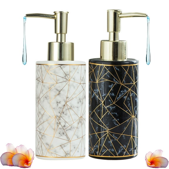 Zhaomeidaxi 300ml Ceramic Soap Dispenser, Modern Hand Countertop Soap Dispensers Pump Bottle Liquid Soap Dispenser for Bathroom Kitchen