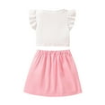 thumbnail image 3 of YuYuBao Toddler Girls Outfits Sets Summer Square Neckline Ruffles Tops And Flared Sleeves Shorts Skirts Two Piece Childrens Girls Beach Suits, 4-5 Years, 3 of 9
