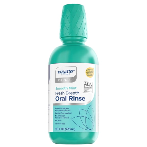 Equate Smooth Mint Fresh Breath Alcohol-Free Oral Rinse, 16 fl oz, Compare to TheraBreath® Fresh Breath Oral Rinse - Mild Mint