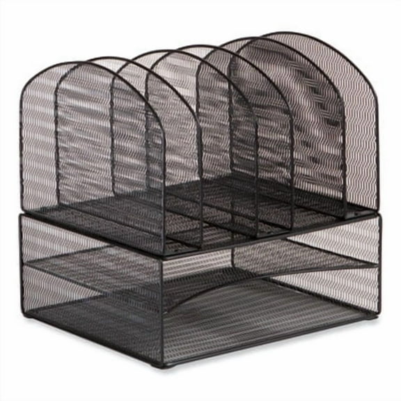 Onyx Mesh Desk Organizer, 2 Horizontal/6 Upright Sections, Letter Size, 13.25 x 11.32 x 13.32, Black, Ships in 1-3 Bus Days