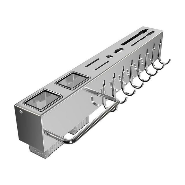 Hook Rack For Kitchen Utensils Kitchen Shelf Hanging With Towel Rack Multi-Use Kitchen Organizer With Utensil Rack Stainless Steel Wall Mounted Spice Rack