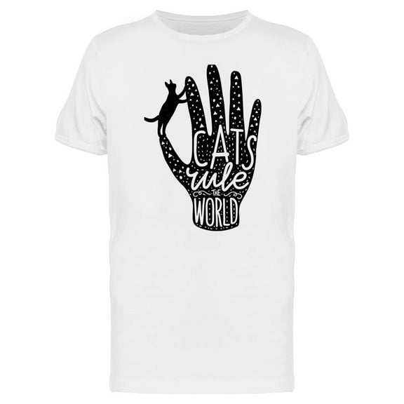 Black Cat And Human Hand T-Shirt Men -Image by Shutterstock, Male Medium
