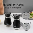 thumbnail image 4 of BYXAS Stainless Steel Salt and Pepper Shakers Set with Holder, Refillable, Clear Glass Bottoms, Screw-Off Perforated "S" and "P" Caps for Kitchen Table Decor Set of 2 (Black), 4 of 8