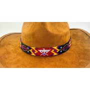 Black Red Yellow Eagle Pattern Cowboy Style Hatband.