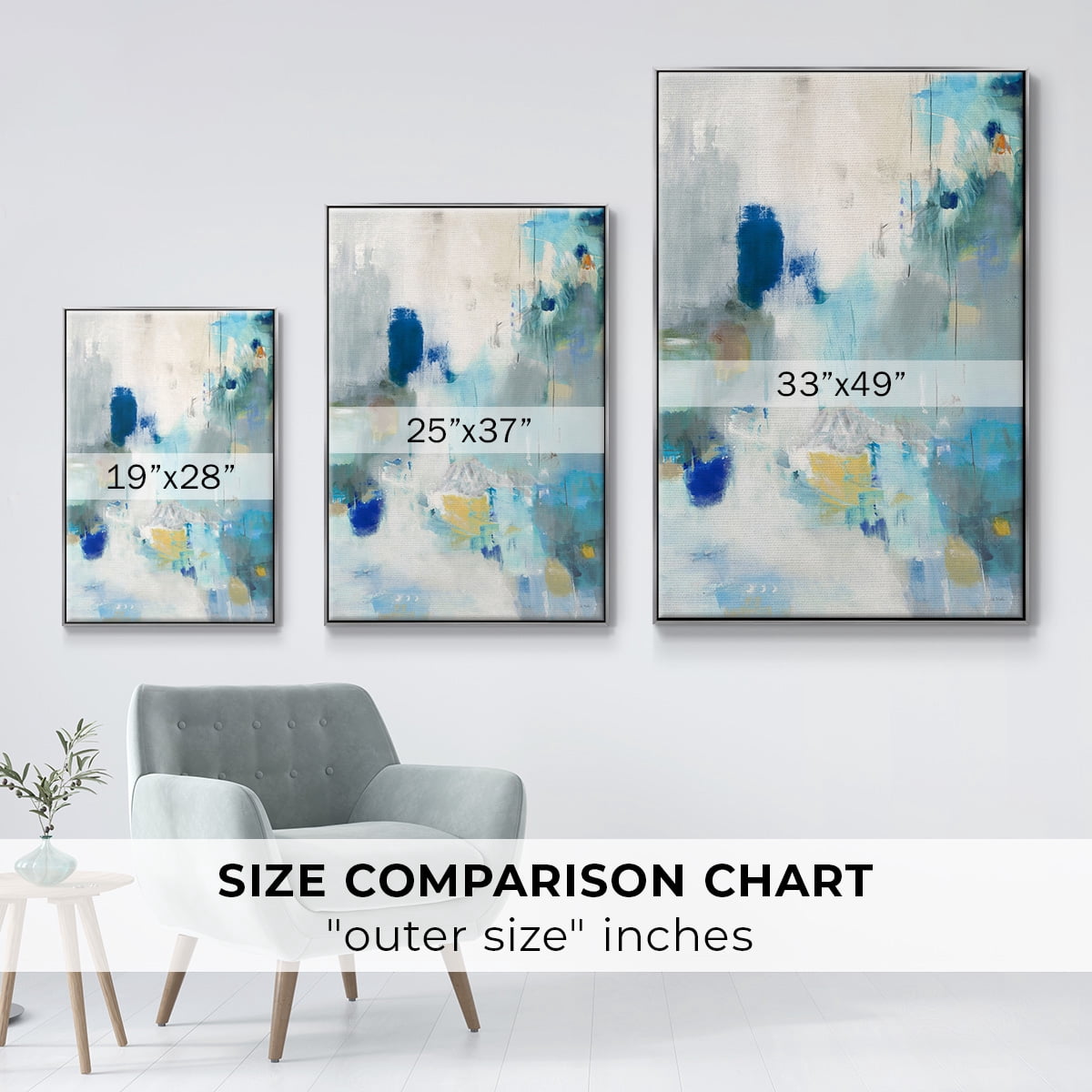 Celeste Motion II Framed Premium Gallery Wrapped Canvas - Ready to Hang - 27 x 41 - Silver Floating Frame