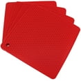 thumbnail image 1 of Alfombrilla de silicona para ollas calientes para encimera, manteles individuales resistentes al calor, tamaño: 7,5 x 7,10 pulgadas, cuadrado, 4 unidades, color rojo Sincero  Hogar, 1 of 1