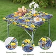 thumbnail image 4 of Yellow Lemon Fruit Clusters Blue Pattern Square Fitted Tablecloth with Elastic Edge,Square Table Cover,Washable Elastic Table Cover for Home Kitchen Party Decor 36"x36", 4 of 6