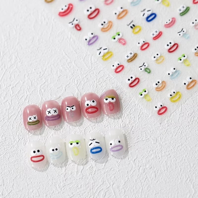 1Pcs Big Mouth Monster Jelly Series Nail Stickers High Quality Kawaii Design Sticker Cute Nail Art Decoration Decals Accessories