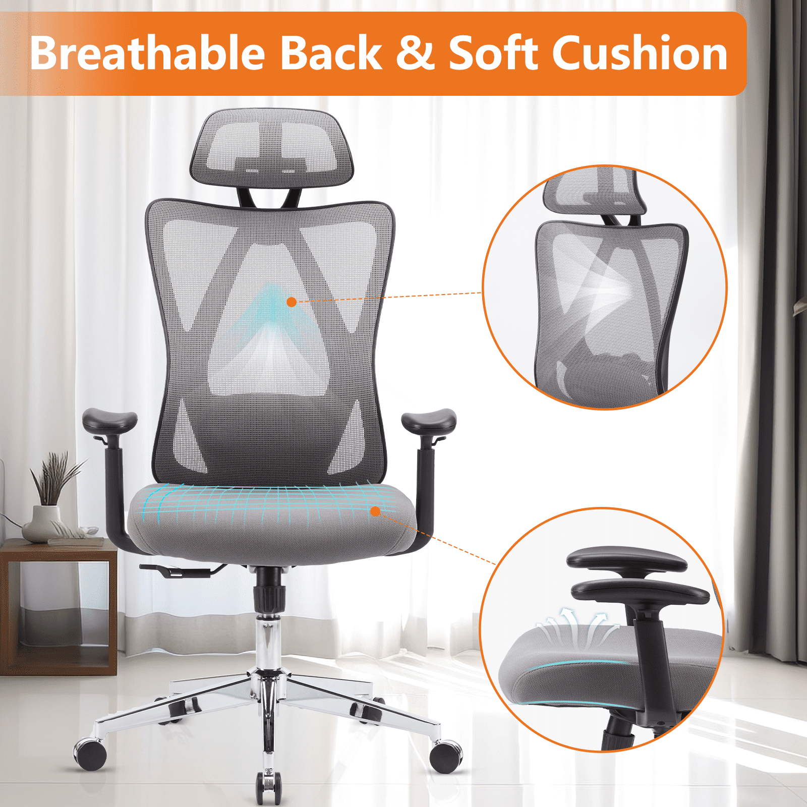 MAYEERTY Tall Office Chair for Standing Desk with Adjustable Foot Ring,Counter Height Office Chairs
