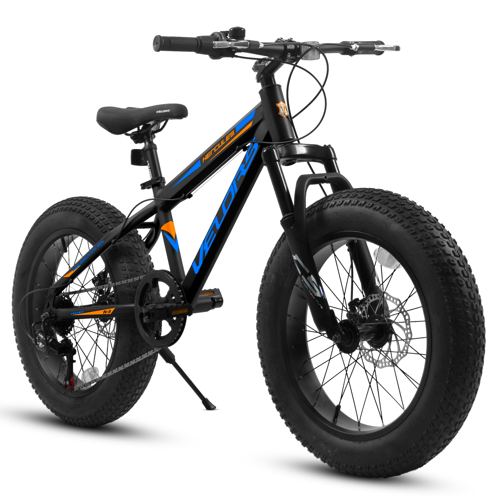 TK V20235 20 Inch Fat Tire Bike Adult 7 Speed Mountain Bike Dual Disc Brakes High Carbon Steel Frame Front Suspension Mountain Buggy City Commuter Cit
