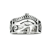 Egyptian Eye of Horus Ankh Cross Sterling Silver Ring