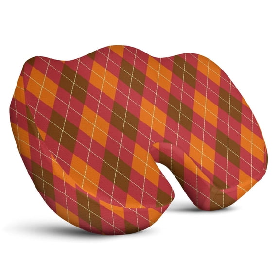 Premium Plaid Pattern Memory Foam Seat Cushion Ergonomic Chair Pad for Office Chair, Car, Airplane & Bleachers Sciatica, Tailbone Hip & Back Pain Relief - Chair Cushion for Long Office Workers.