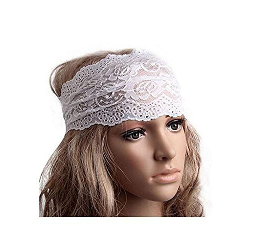 Scrunch Headband Extra Wide Headband Flower Lace Head Wraps Lace Headband Fitness Headband Fitness Apparel Yoga Headband
