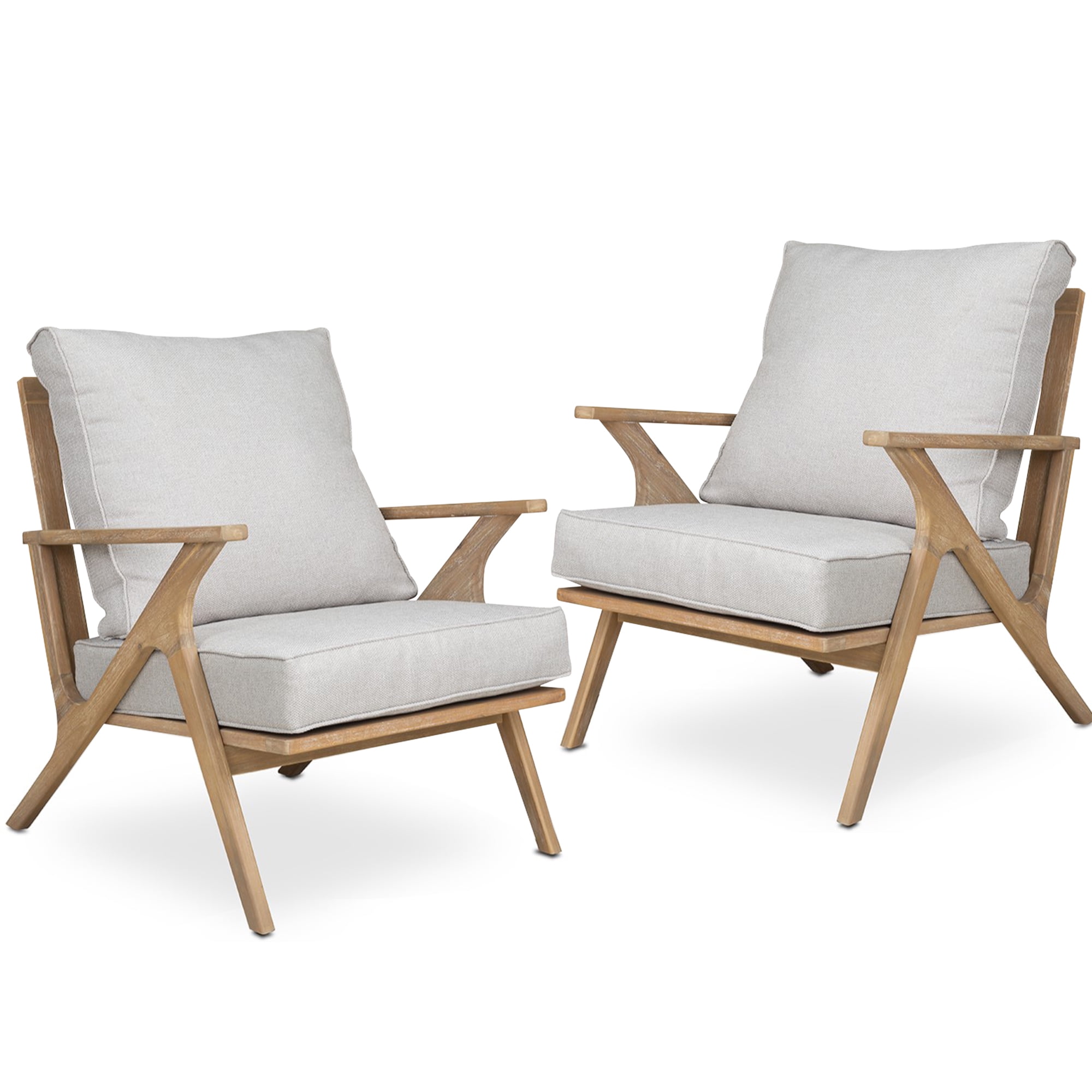 Aimee Lii 2 Pieces Patio Furniture Chairs, Set of 2 Outdoor Acacia Wood Sofa Set with Soft Seat for Garden, Backyard, Poolside, Bistro and Deck