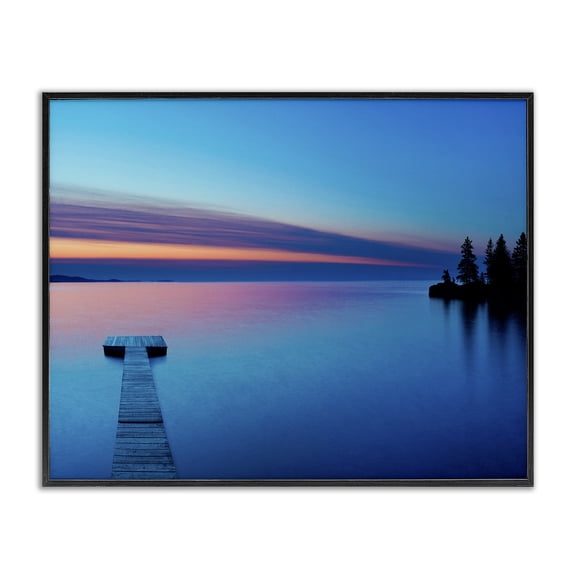 Stupell Industries Contemporary Lake Shore Dock Photograph Black Framed Giclee Art, 14 x 11, by James McLoughlin