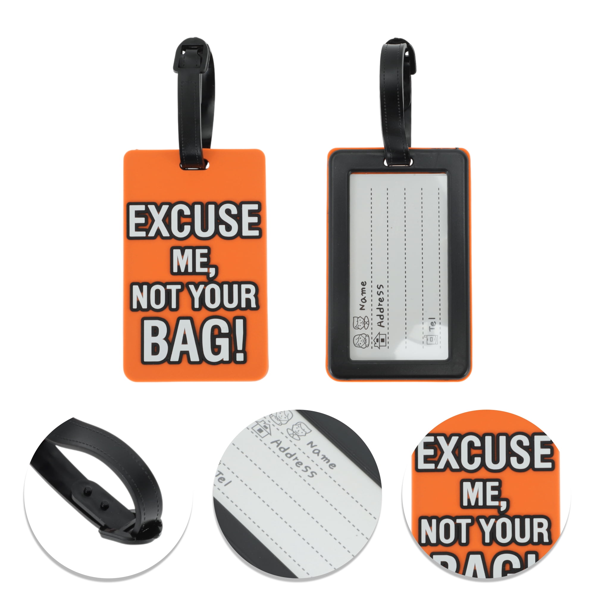 Unique Bargains 1 Pc Stylish Durable EXCUSE Pattern Luggage Tag for Travelling Orange