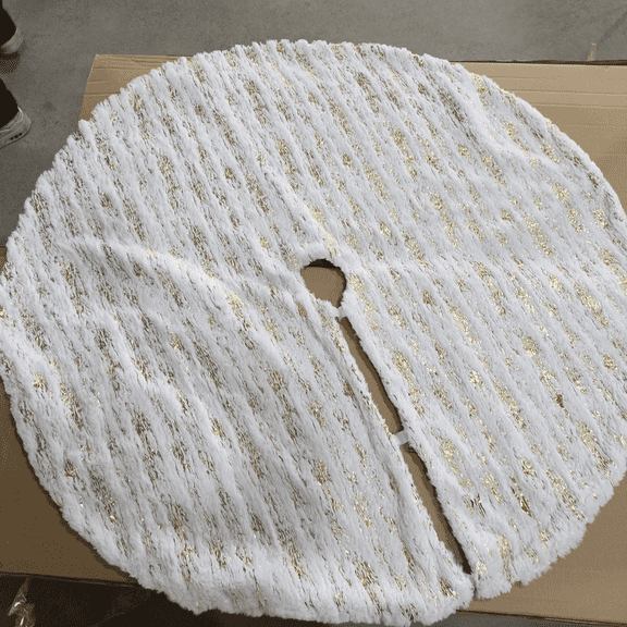 Senfot 120cm Golden Shimmer Fabric Christmas Tree Skirt Luxury Glossy Design Xmas Tree Base Cover Farmhouse Indoor Holiday Decor