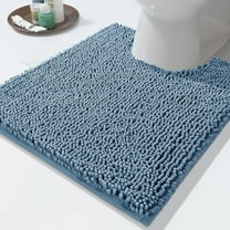 GoXteam Toilet Rug U-Shaped, Super Absorbent Chenille Bathroom Rugs and Strong TPR Non-Slip Backing for Toilet Rugs, Machine Washable, Bath Mats for Bathrooms, 20"x 20", Fog Blue