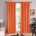 thumbnail image 2 of Cortinas opacas Deconovo de otoño con doble capa térmica, 100 % opacas con dobladillo y trabillas para dormitorio o sala (2 paneles, 132x243 cm, naranja), 2 of 7