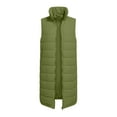 thumbnail image 4 of Women's Plus Size Mid-Length Cotton Vest,Solid Color Sleeveless Puffer Jacket with Pockets,Quilted Zip Up Outerwear for Women,Warm Fall and Winter Layering Piece, Casual Longline Vest for Women Green, 4 of 5