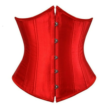 TrdSipl Renaissance Corset for Women Lace Plus Size Underbust Corset Satin Boned Tummy Control Shapewear Sexy Waist Training Victorian Corsets Red 4XL