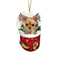 SLYNSHome Christmas Tree Ornaments ,Cute Dog in Red Stocking Pendant for Xmas Tree Puppy Decor Hanging Christmas Tree Lovely Animal Home Craft Decoration or as Xmas Gift to Friends