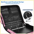 thumbnail image 4 of Zipper Binder with Shoulder Strap 2 inch 3 Ring Waterproof File Folder Organizer Bag 500 Sheet Pink Hearts and Roses Pattern, 4 of 8