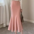 thumbnail image 5 of GigrtiJin Fall Winter Warm Knit Long Skirts for Women High Waist Fishtail Bodycon Solid Color Hip Hugging Midi Skirts, 5 of 5