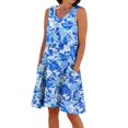 thumbnail image 5 of A-Line Dresses for Womens Wrap Dress Floral Sleeveless Fashion Casual Summer Wedding Guest V Neck Sundress with Pockets, 5 of 5