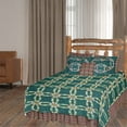 thumbnail image 2 of Green Double Wedding Ring Quilt, Hand cut and Patchwork cotton fabric blocks., 2 of 3