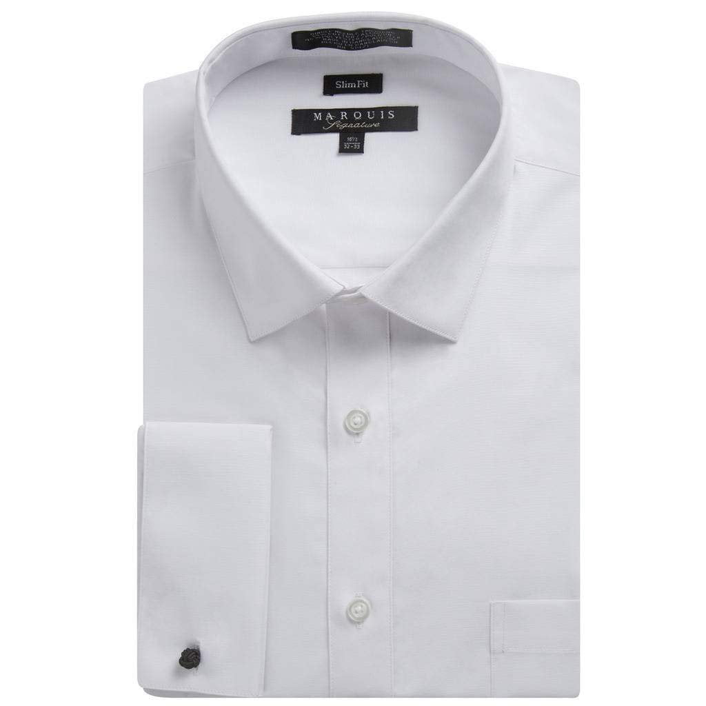Details about   Modena Men's Slim Fit White Textured French Cuff Cotton Dress Shirt
