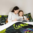 thumbnail image 5 of jejeloiu Cute Cartoon Dinosaur Bedding Comforter Set,Kawaii Dino Silhouette Twin Comforter Sets,Green Black Orange Bedding Set For Kids,Super Cozy Room Decor,2-Piece, 5 of 8