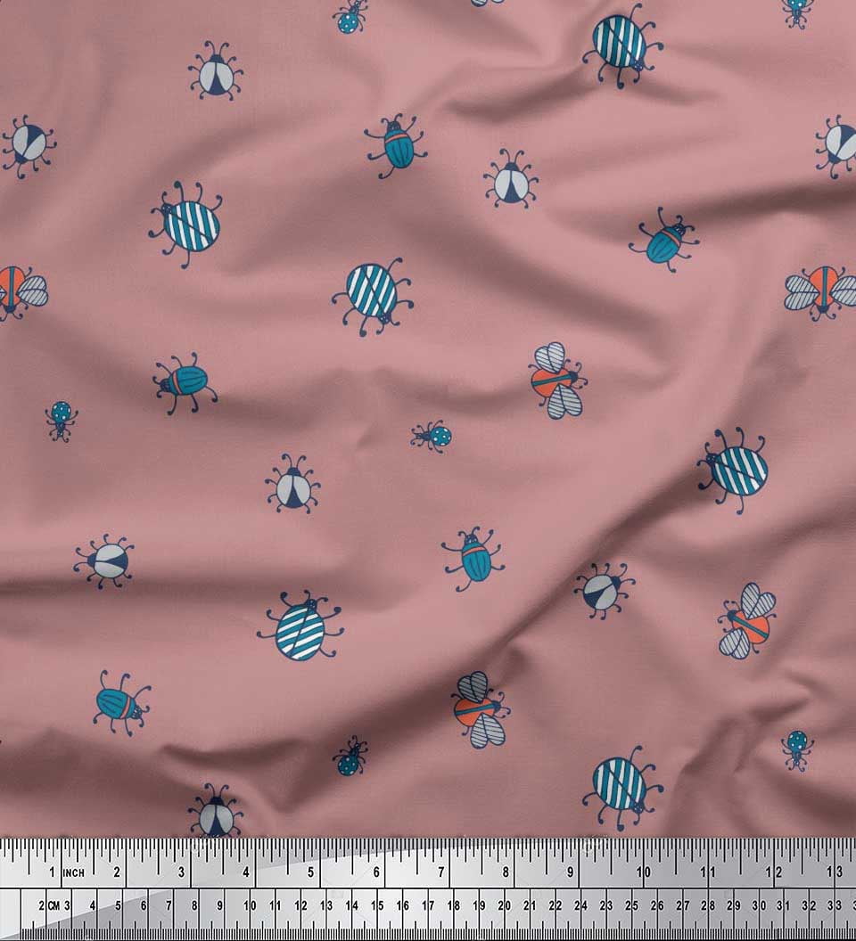 Soimoi Cotton Jersey Fabric Moth & Light Bug Insects Print Fabric by The Yard 58 Inch Wide