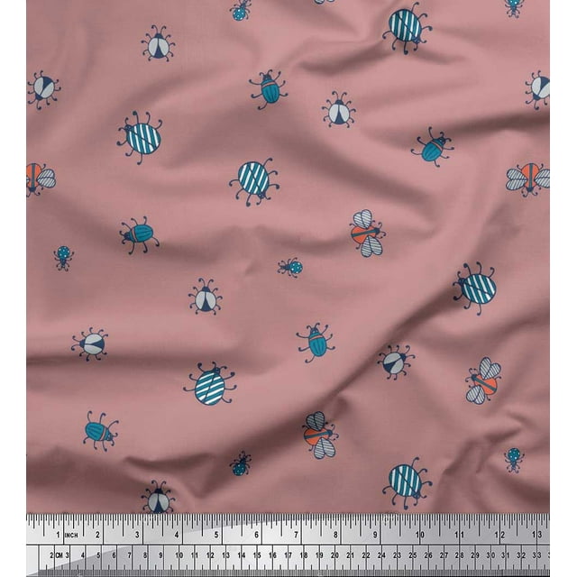 Soimoi Tissu Poly Georgette Papillon & Insectes Légers Tissu Décoratif Imprimé au Mètre 52 Pouces de Large