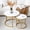 Gold, variant on Set of 2 Nesting Coffee Table, Side Round End Table Sturdy Metal Frame Desk for Living Room, Bedroom, Apartment,Modern Simple Nightstand, Black Gold