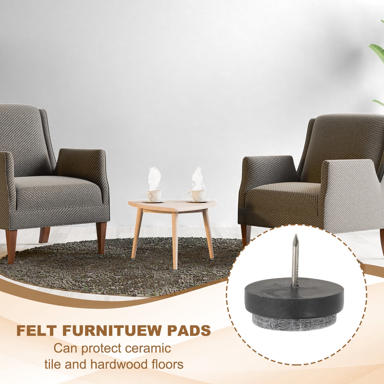 Uxcell 28 mm Nail-on Felt Pads, Round Felt Furniture Sliders for Protection Black 72 Pcs